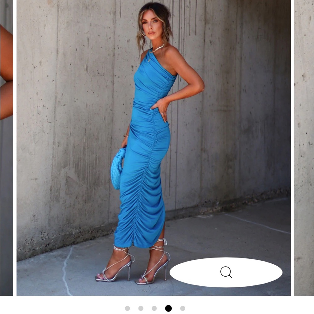 ORTEGA ONE SHOULDER RUCHED MIDI DRESS